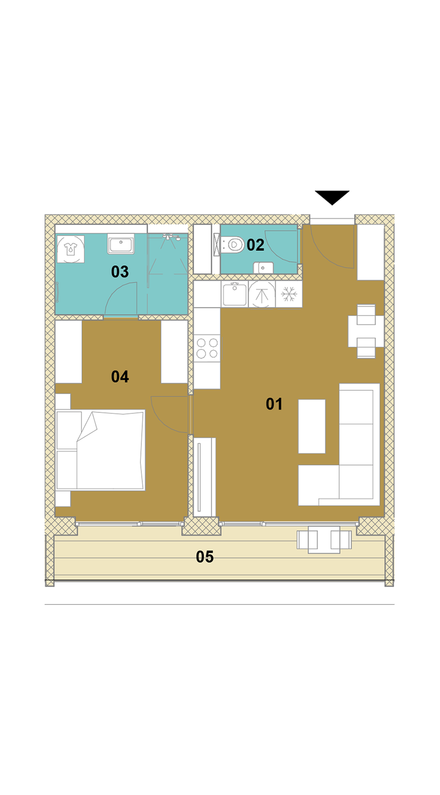 Dvojizbový byt s terasou D1-504