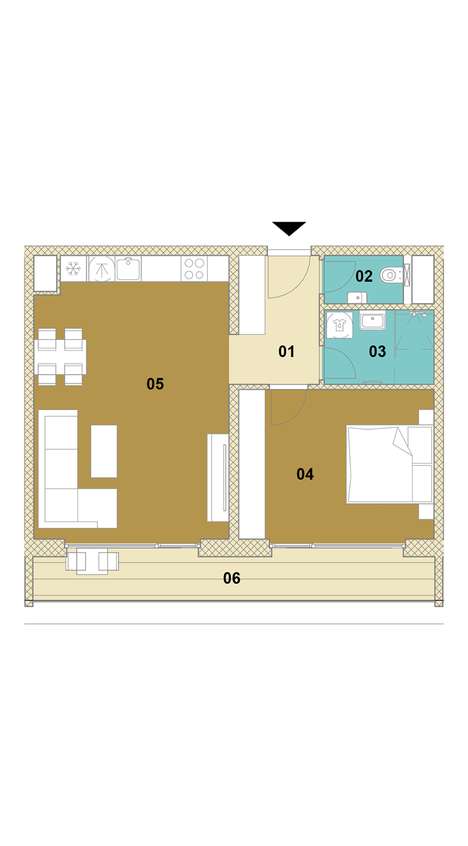 Dvojizbový byt s terasou D2-503