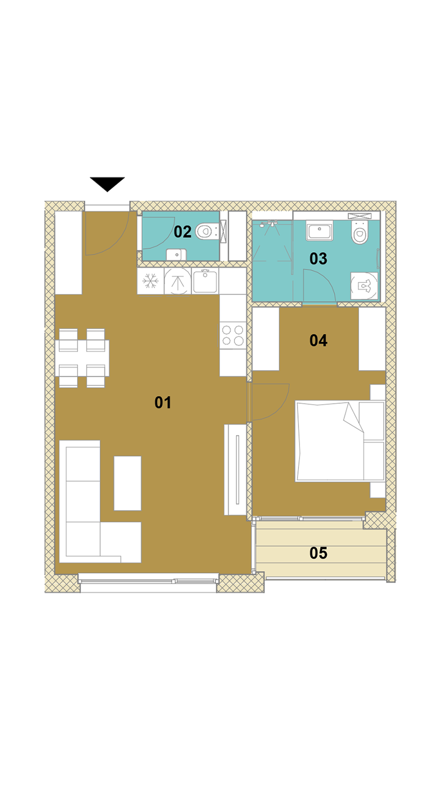 Dvojizbový byt s loggiou D1-302
