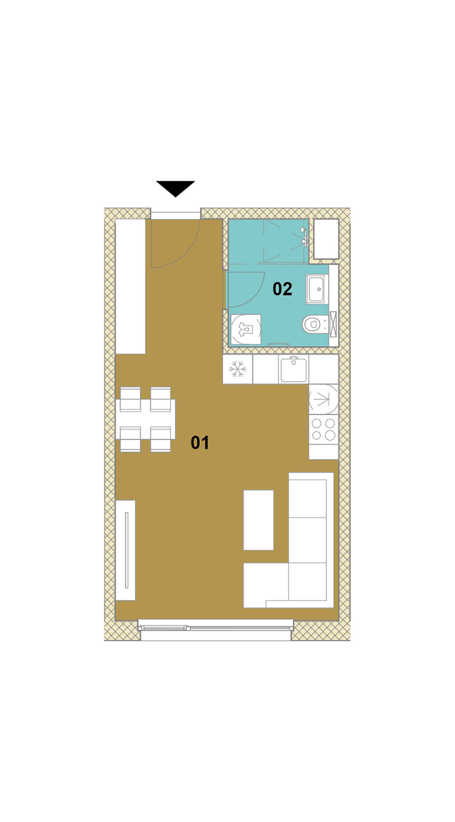 Jednoizbový byt D1-403