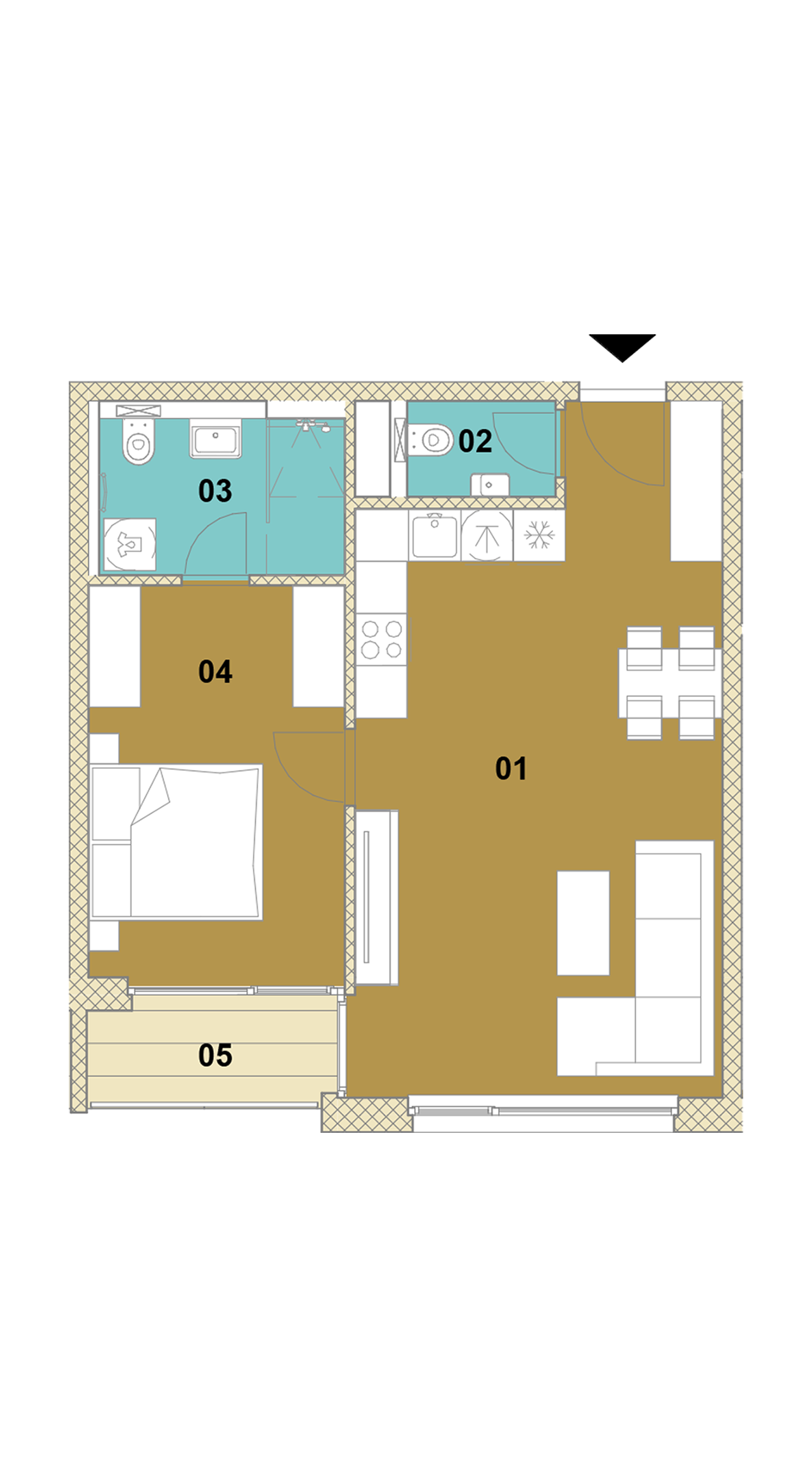 Dvojizbový byt s loggiou D1-405