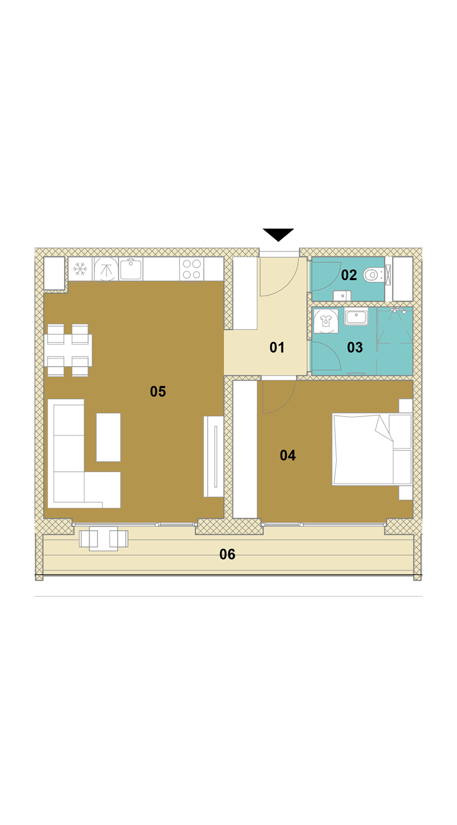 Dvojizbový byt s terasou D1-503