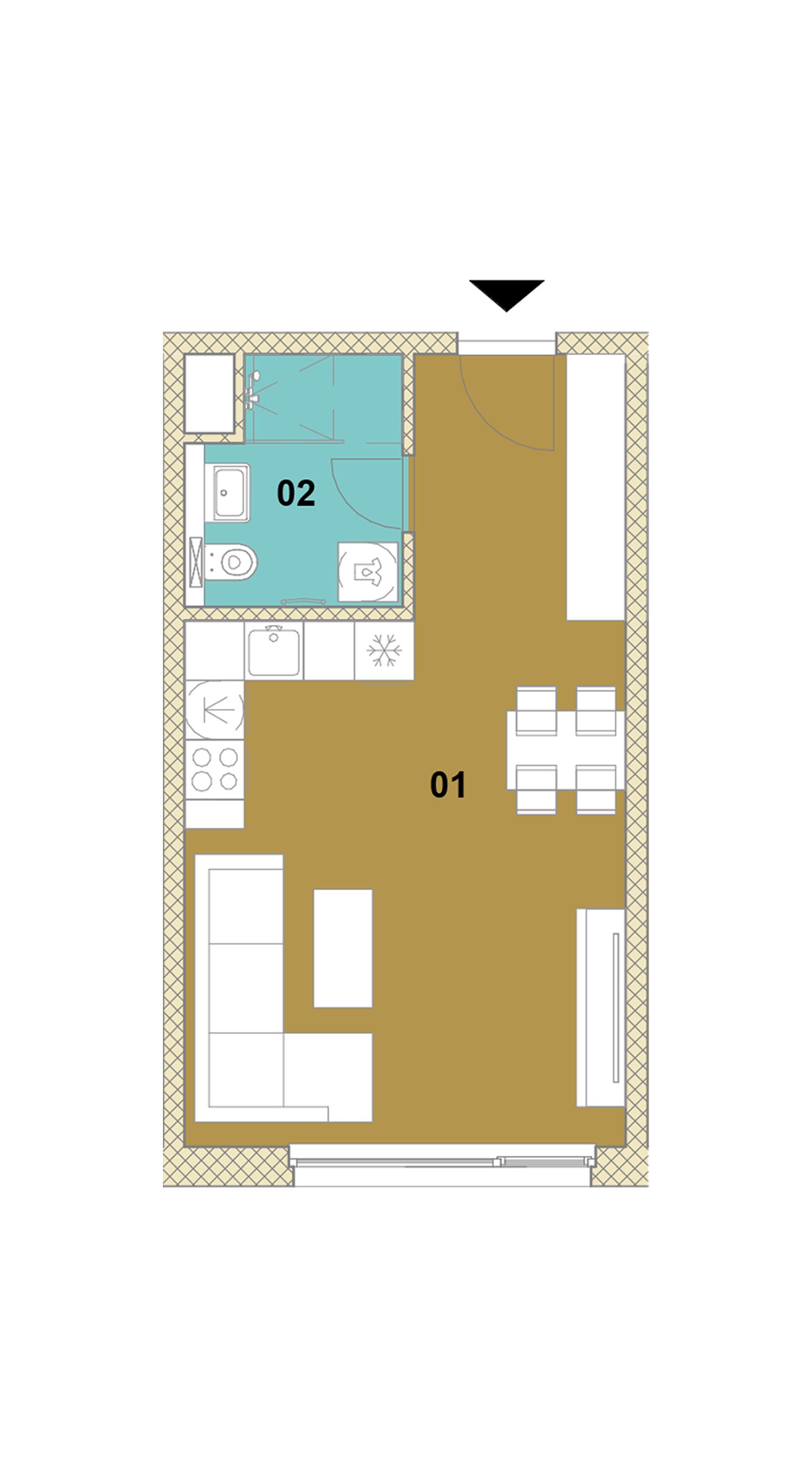Jednoizbový byt D2-304