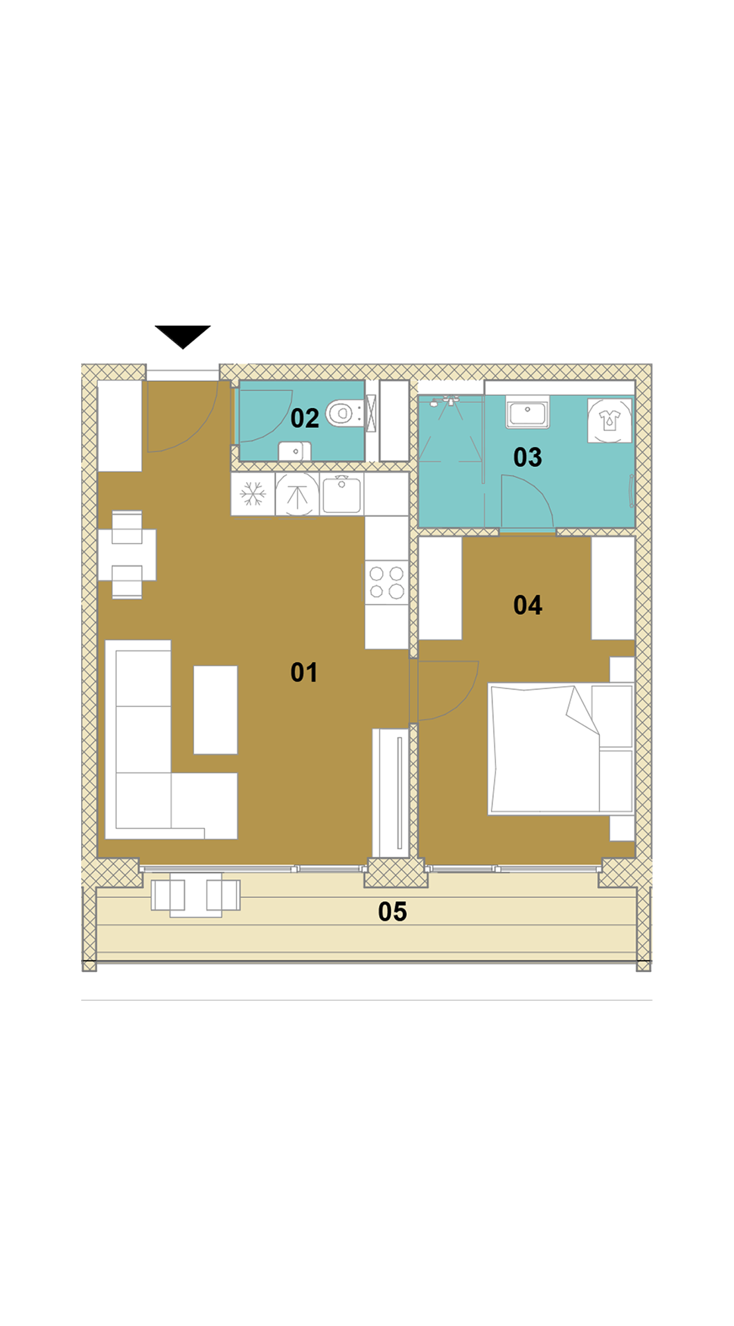 Dvojizbový byt s terasou D2-502